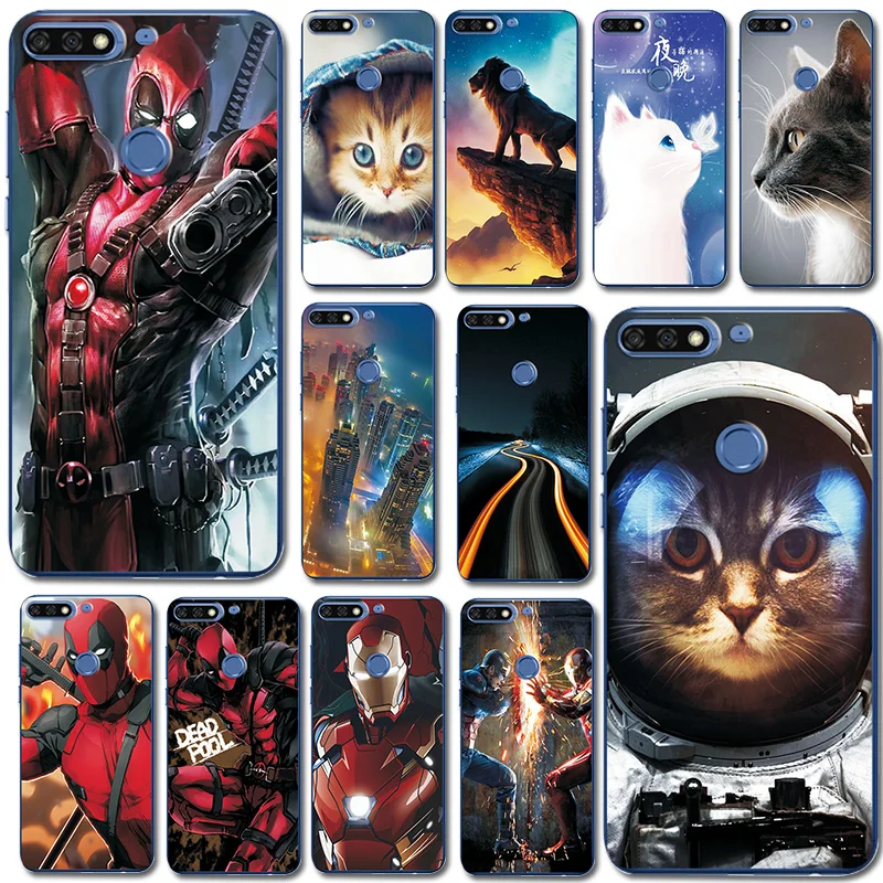 

For Huawei Honor 7C AUM-L41 Silicon Phone Bags Iron Man Bear Case Cover Fantasy Brilliant For Huawei Honor 7C 5.7'' Fundas Case