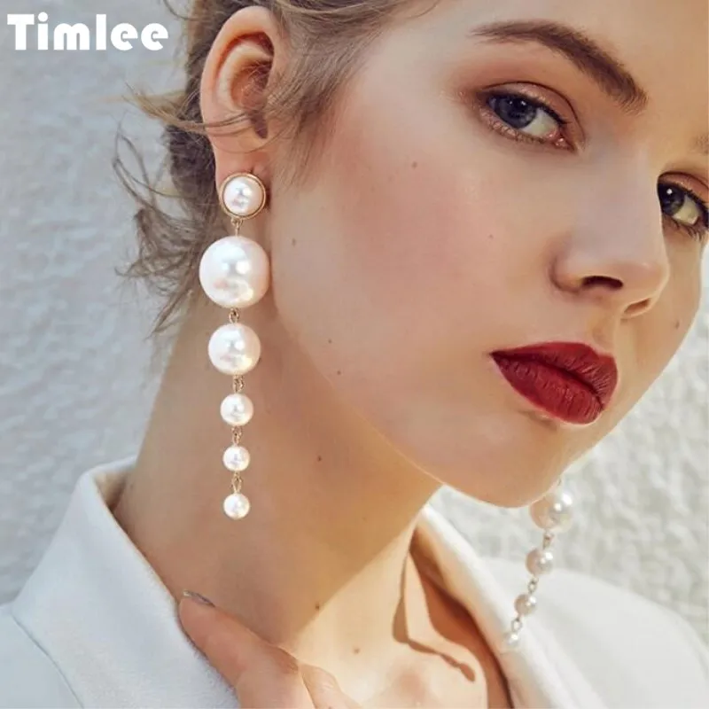 Timlee E204 бесплатная доставка новые модные роскошные висячие серьги с