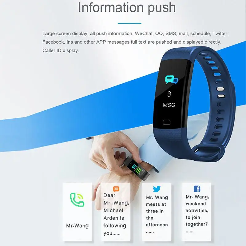 Y5 Смарт-часы фитнес-браслет трекер сердечного ритма шагомер Монитор артериального давления цветной экран Smartwatch IP67 водонепроницаемый