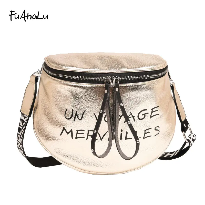 

FuAhaLu New wave letter broadband shoulder bag Korean version of the wild Messenger bag fashion bucket bag