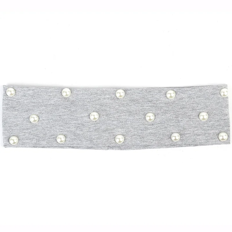 Light Gray Geebro Женская повязка на голову узкая повязка для волос с жемчугом аксессуары для волос для девочек женские хлопковые повязки для волос тюрбан повязки на голову DZ734 - Цвет: Light Gray