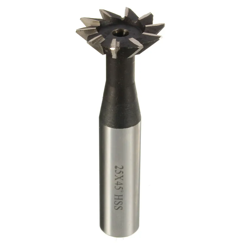 1Pcs 25mm 45 Degree HSS Straight shank HSS Dovetail Milling Cutter End Mill Smooth Cutting High