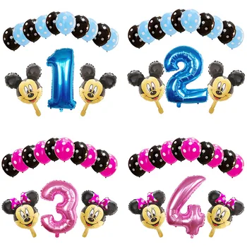 

13pcs/lot 32" Pink Blue Number Minnie Mickey Theme Party Decor Balloons Birthday Party Dot Latex Balloons Baby Shower Kids Toys