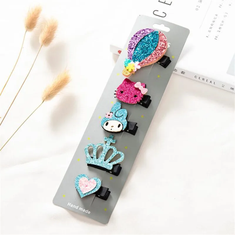 Hairclip 5 шт./компл. стильная футболка с изображением персонажей видеоигр заколки для волос с блёстками для маленьких девочек Детские Безопасные заколки для волос заколка для волос аксессуары для волос головной убор Головные уборы - Цвет: Hairclip