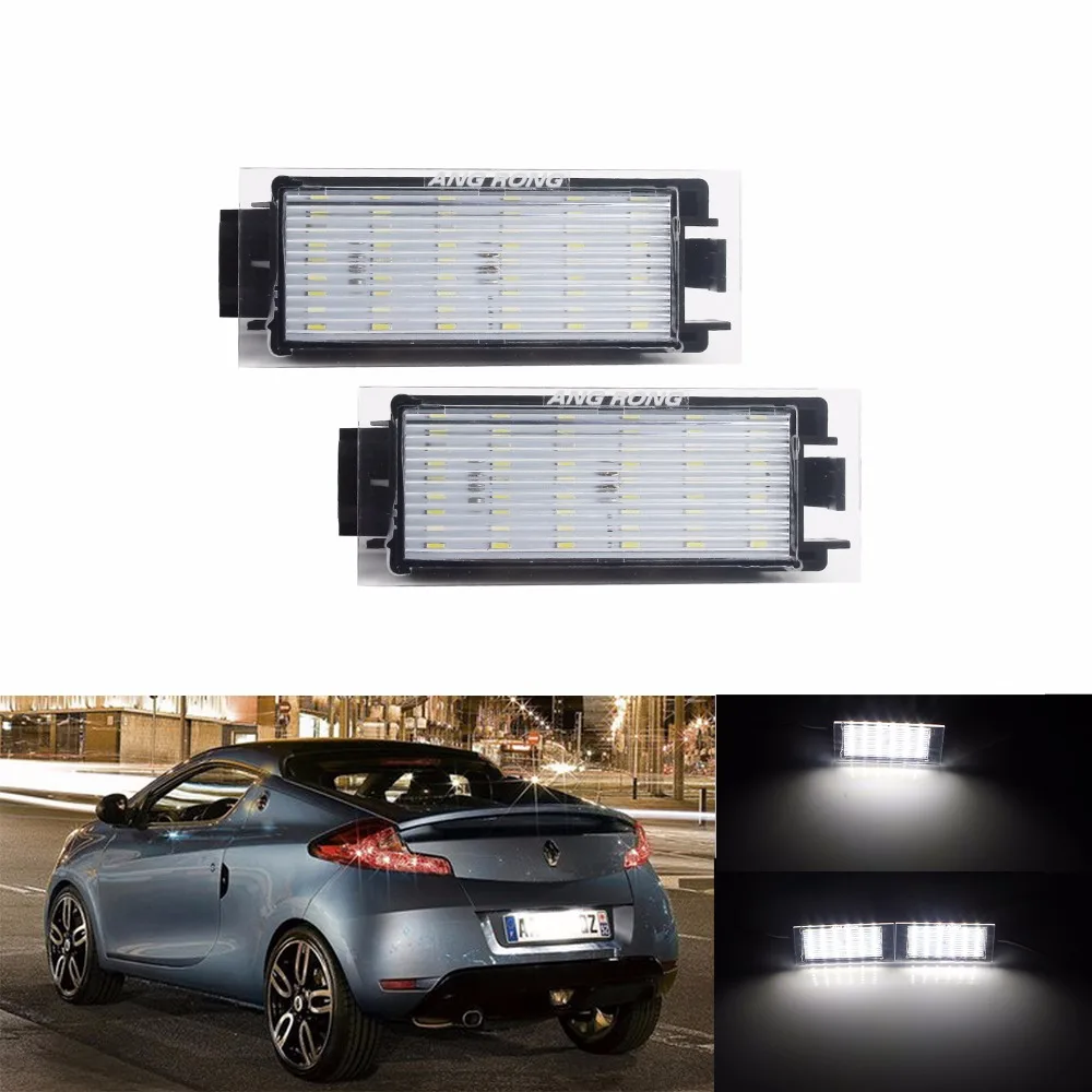 ANGRONG 2x LED License Number Plate Light Kit White For Renault Clio MK