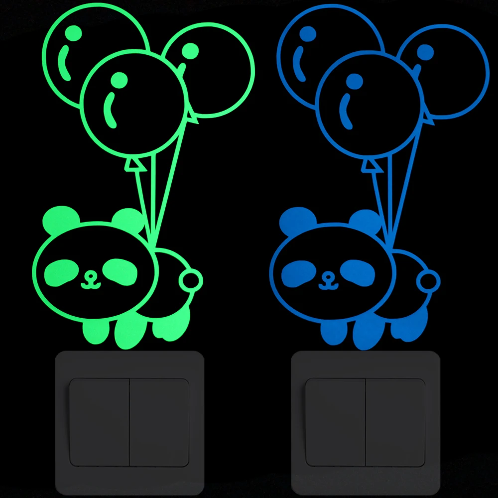 Balloon-Powered-Flying-Panda-Wall-Switch-Luminous-Sticker-Decal-Kid-Room-DIY-Decor-Glow-in-the