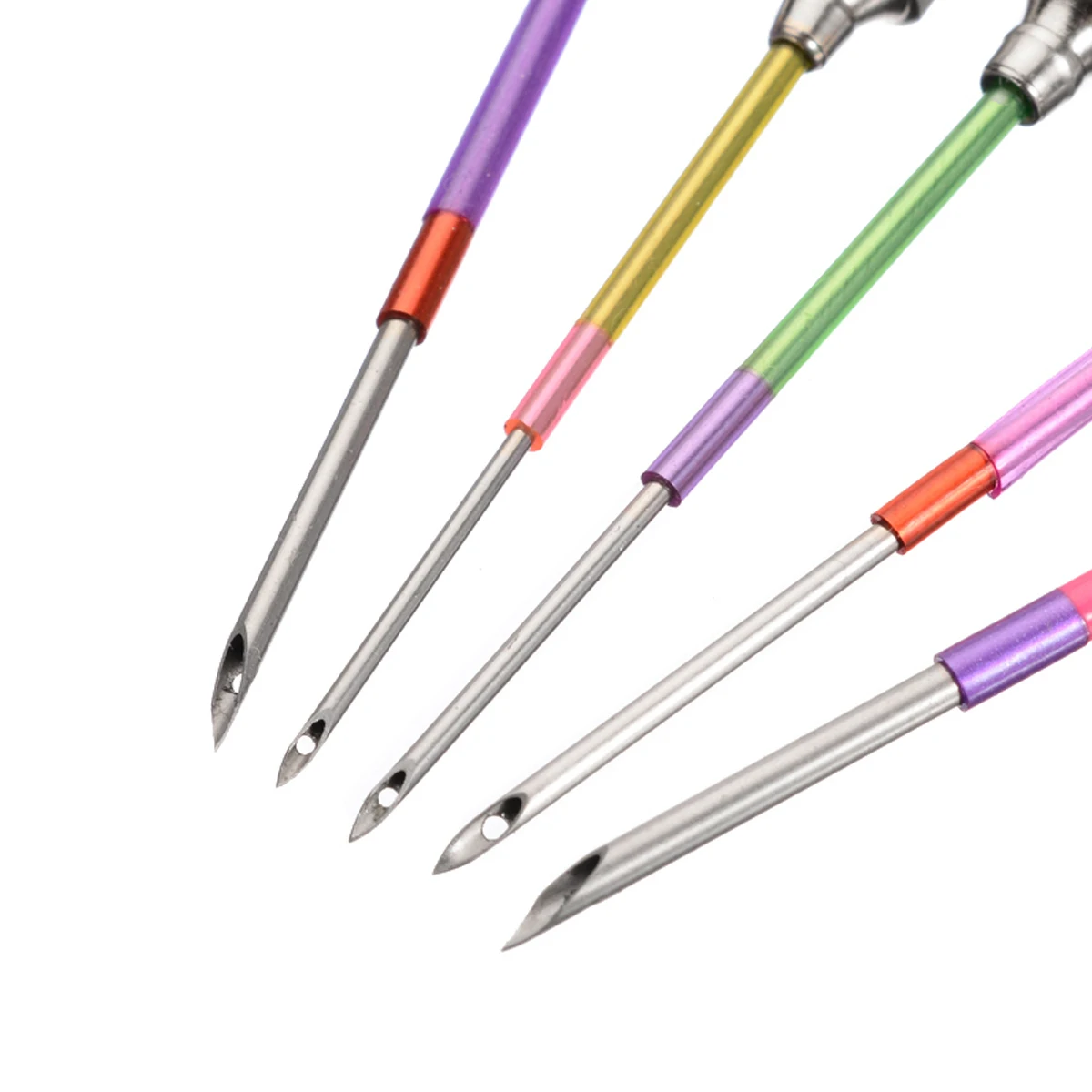 5pcs/set Metal Embroidery Stitching Punch Needle Handmade Embroidery Punch Needle Craft Sewing Tool Set with Tube 9# 10# 12# 16#
