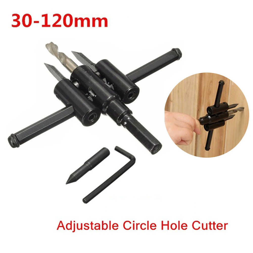 Adjustable Metal Wood Circle Hole Saw Drill Bit Cutter Kit DIY Tools