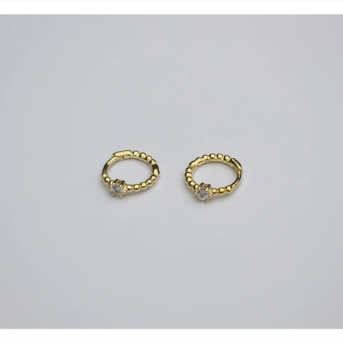 Новые серьги из серебра 925 пробы, модные простые циркониевые золотые серьги, кольцо для ушей, Пряжка для ушей, дикие трендовые серебряные серьги для девушек - Окраска металла: 1 pair gold 8mm