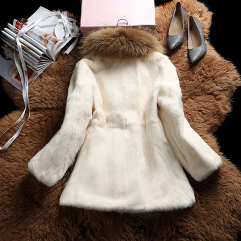 Real Fur Coats For Women New Rabbit Fur Coat Winter Autumn Brand Sale Fur With Raccoon Dog Fur Collar Outwear High Quality Real Fur Coats For Women New Rabbit Fur Coat Winter Autumn Brand Sale Fur With Raccoon Dog Fur Collar Outwear High Quality