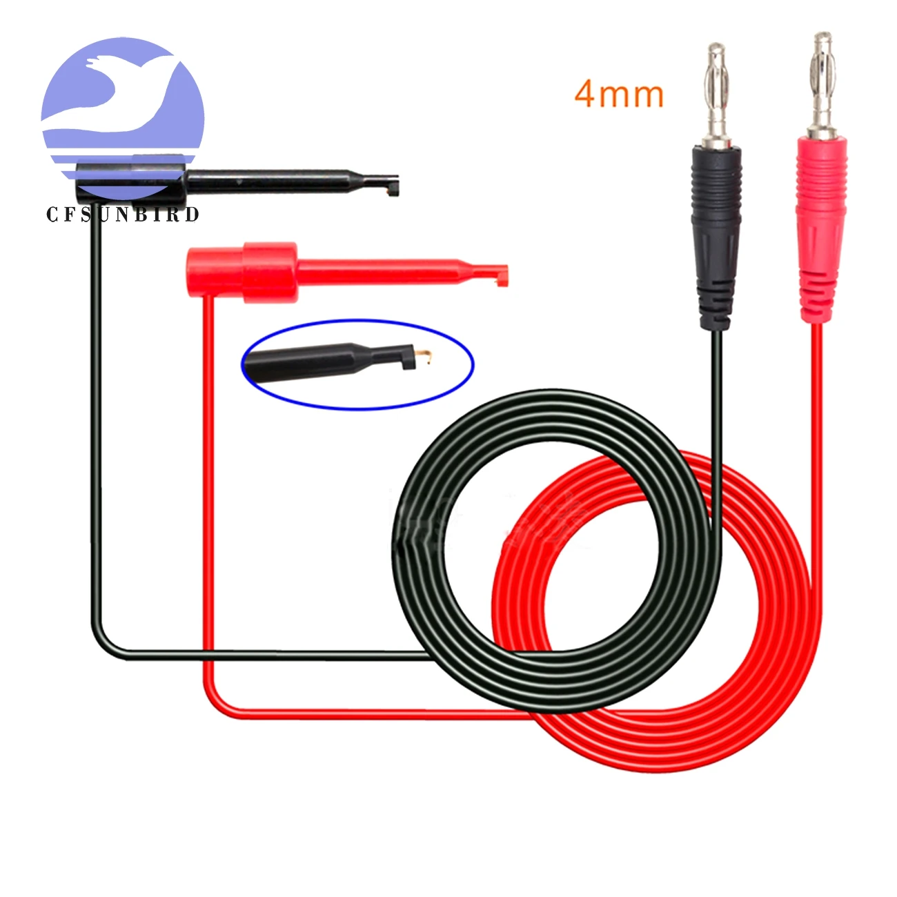 

1set Injection type 4mm banana plug wire to test hook line test hook cable One metre