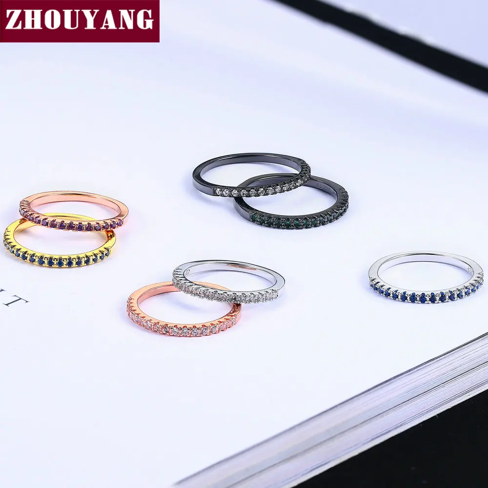 Wedding Ring For Women Man Concise Classical Multicolor Mini Cubic Zirconia Rose Gold Color Fashion Jewelry R132 R133 ZHOUYANG - Image 5