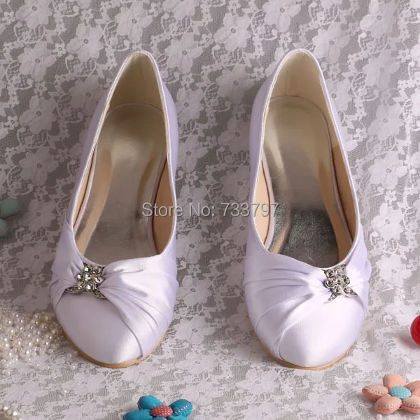 

(20 Colors)Wedopus Name Brand White Satin Bride Prom Shoes Ballet Flats New Arrvial