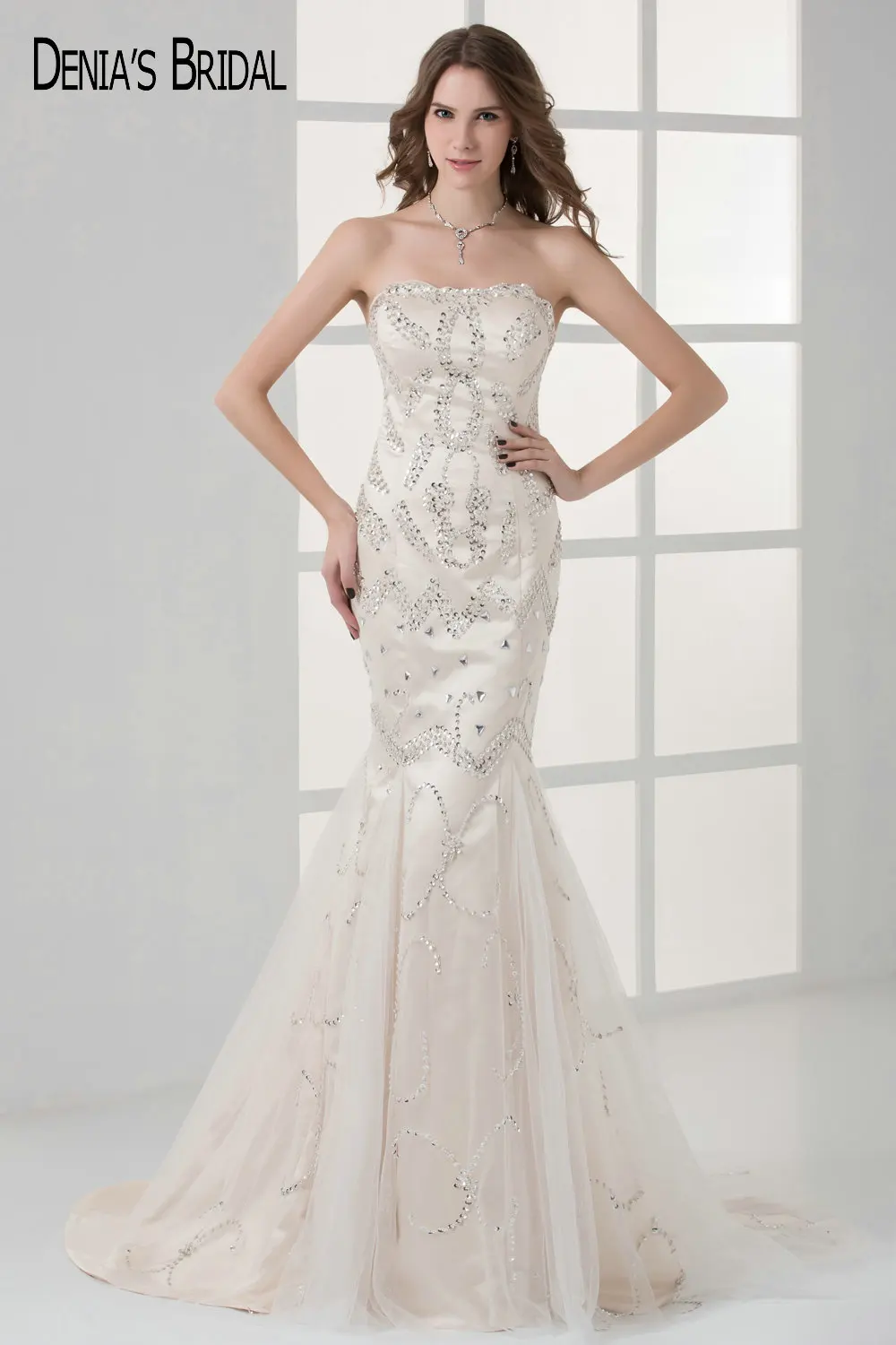 champagne mermaid evening gown
