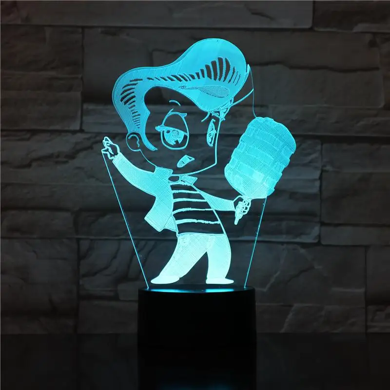 Король Рисунок Usb светодиодный 3d-ночник многоцветный RGB для мальчиков детские подарки Элвис Пресли luminaria настольная лампа прикроватная - Испускаемый цвет: 1
