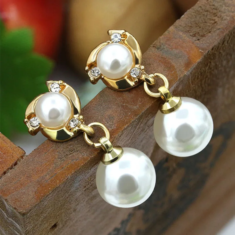 

Luxury Personality Crystal Earrings High Quality Rhinestones Imitation Pearl Earrings For Women Stud Earrings Boucle D'oreille