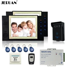 JERUAN 8 ”LCD video de la puerta sistema de intercomunicación del timbre del teléfono de sistema de control de acceso de La Cámara de grabación de vídeo + botón de salida