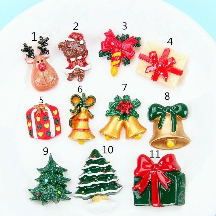 

8pc Slime Charms Christmas Bell Resin Plasticine Slime Accessories Beads Making Supplies for Kids DIY Lizun Slime for Kid Gift E