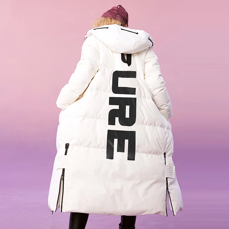 ELF SACK Winter New Warm Woman Down Coat 90% White Duck Down Thick Full Loose Women Jackets Casual Loose Femme Padded Coat