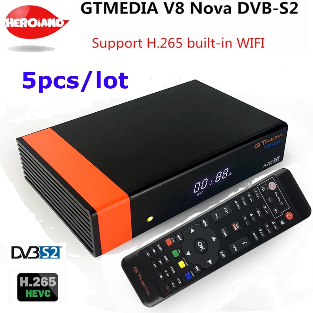

5Pcs/lot Gtmedia V8 NOVA free sat V9 SUPER DVB S2 satellite receiver decoder Builtin wifi support H.265, AVS same as at V8 super