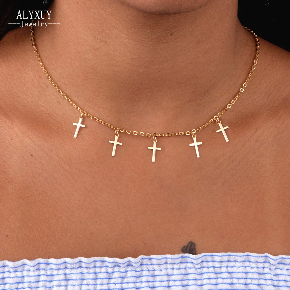 

New fashion trendy jewelry cross chain link necklace gift for women girl N2130
