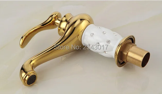 Современный роскошный хрустальный смеситель для ванной комнаты, керамические золотистые краны с бриллиантами, холодная и горячая раковина, золотой кран ZR449