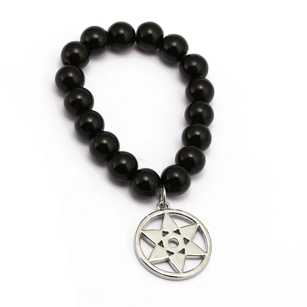 Us 297 10 Offanime Naruto Kakashi Sasuke Mangekyou Sharingan Bracelets Natural Black Onyx Beads Bracelet Men Women Bangle Jewelry In Charm
