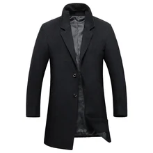 Новинка, зимнее шерстяное пальто, мужской длинный Тренч, повседневная куртка с отложным воротником, шерстяное пальто, приталенная куртка, Мужская одежда