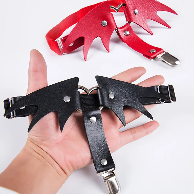 

1Piece Fashion Punk Wing Heart Leather Garters Belt Stockings Women Sexy Leg Ring Garters for Night Club Halloween Cosplay Decor