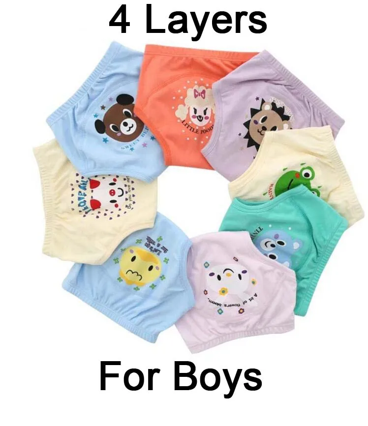 For Boys Водонепроницаемые 4 шт./партия, 4 слоя, детские трусики для приучения к горшку, многоразовые детские трусики для подгузников, плавки для туалета - Цвет: For Boys