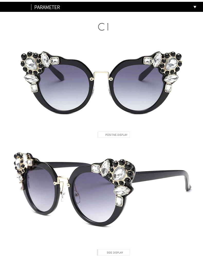 WHO CUTIE негабаритных барокко кошачий глаз солнцезащитные очки для женщин бренд Ретро Винтаж Стразы Алмаз Cateye Солнцезащитные очки оттенки OM577