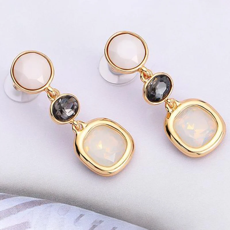 

2018 New Dangle Long Earrings Fashion Jewelry Charms Colorful Crystal Resin Beads Stone Drop Earrings For Women Girl