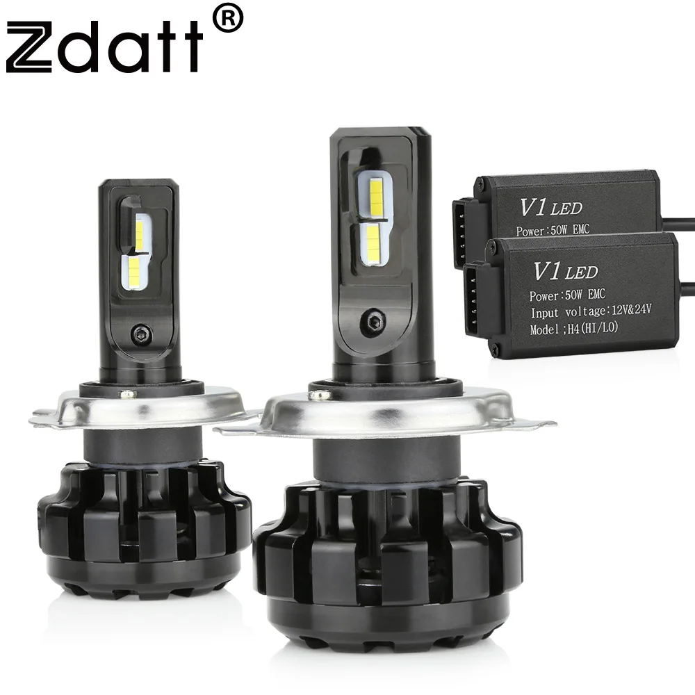 Zdata H4 светодиодный HB2 9003 ZES светодиодный фонарь для фар, лампа Canbus, 12000LM 6000K 100 Вт 12 В, Автомобильный светодиодный налобный фонарь