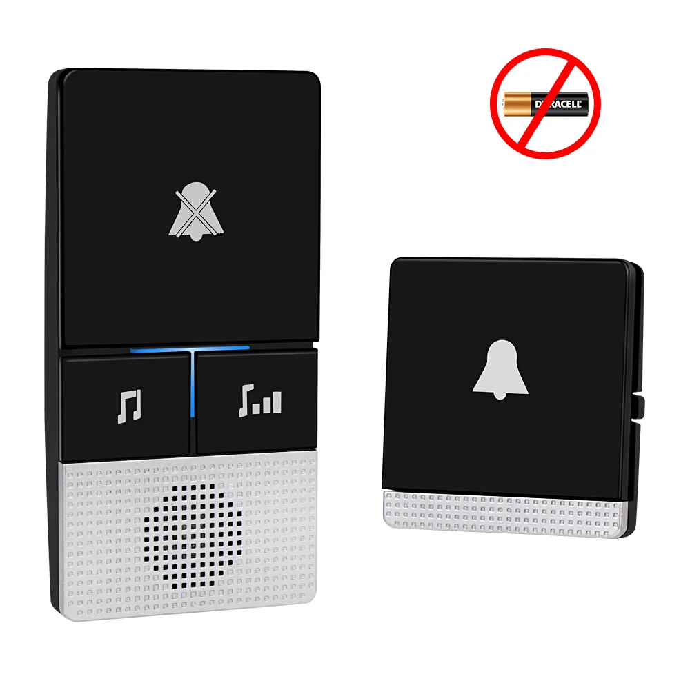 

Wireless Doorbell AC 90-240V Self powered waterproof smart home doorbell NO battery EU US UK AK plug 1 2 button 1 2 receiver