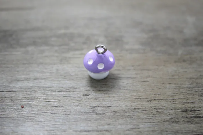 

30pcs/lot 13mm Resin Cute purple Mushroom charm pendant for Jewelry Making Finding