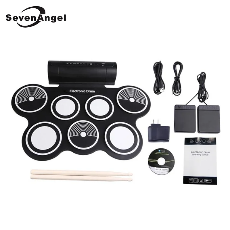 Professional Portable Roll Up USB MIDI Machine Electronic Drums Pad Kit Percussion Instruments with Drumstick for Music Lover