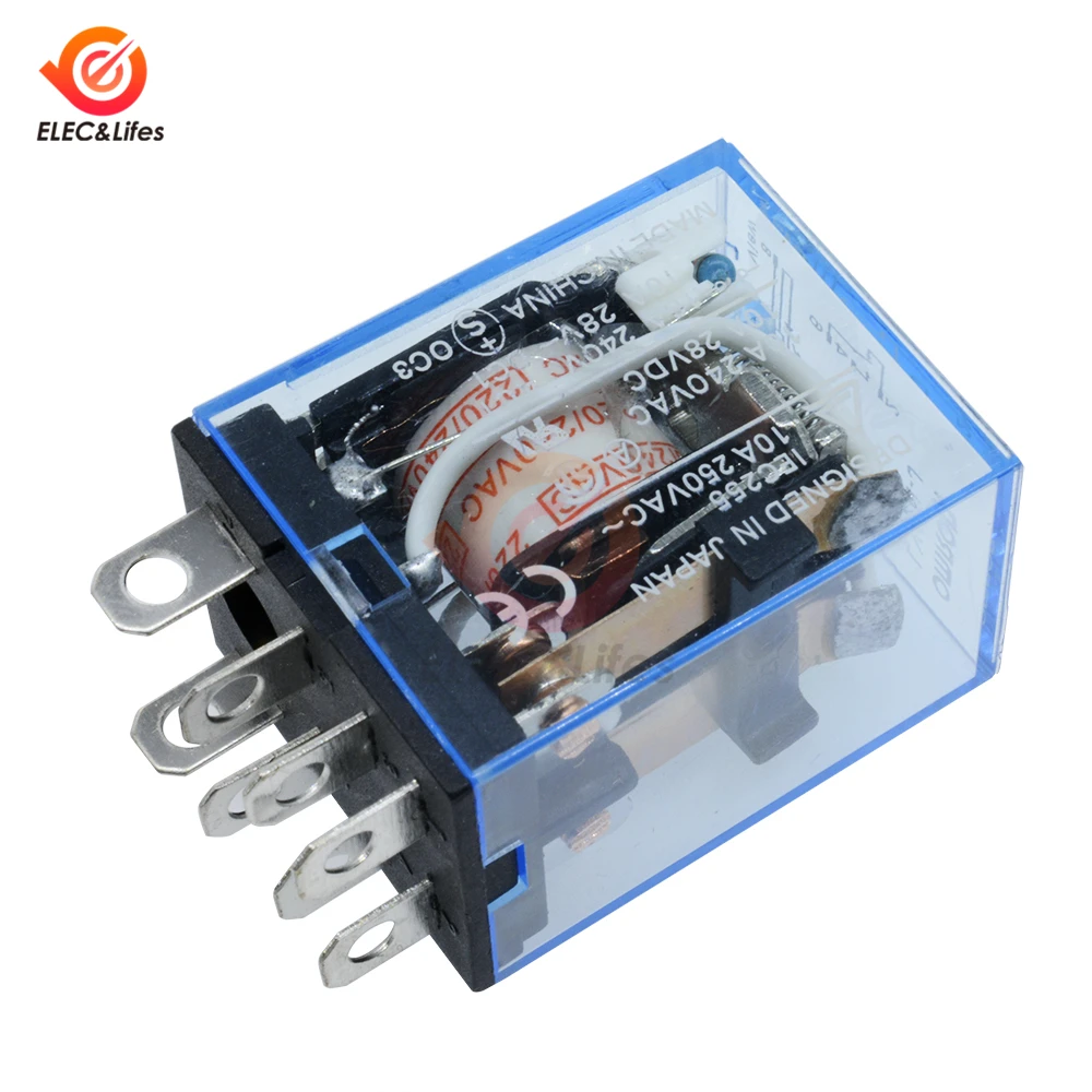 

AC 220V DC 12V 24V 10A Coil Power Relay LY2NJ Electronic Mini Electromagnetic Relay Omron Module DPDT 8 Pin LED Lamp Indication