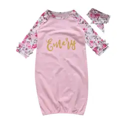 Милый розовый Обувь для девочек цветочный Спальные мешки хлопка с длинным рукавом для девочек пеленать Одеяла повязки; одежда Костюмы 0-24 м