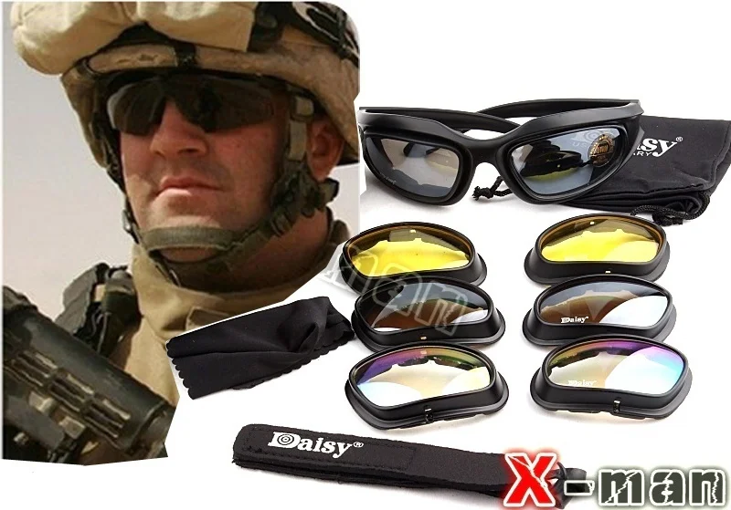 

hunting C5 Desert Storm Sunglasses 4 lenses Goggles Tactical Eyewear Cycling Riding Eye Protection