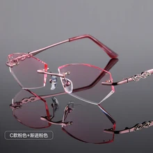 Обрезка женской алмазной резки, его очки без оправы близорукость очки Рецептурные очки для близоруких оптическое украшение YJ24