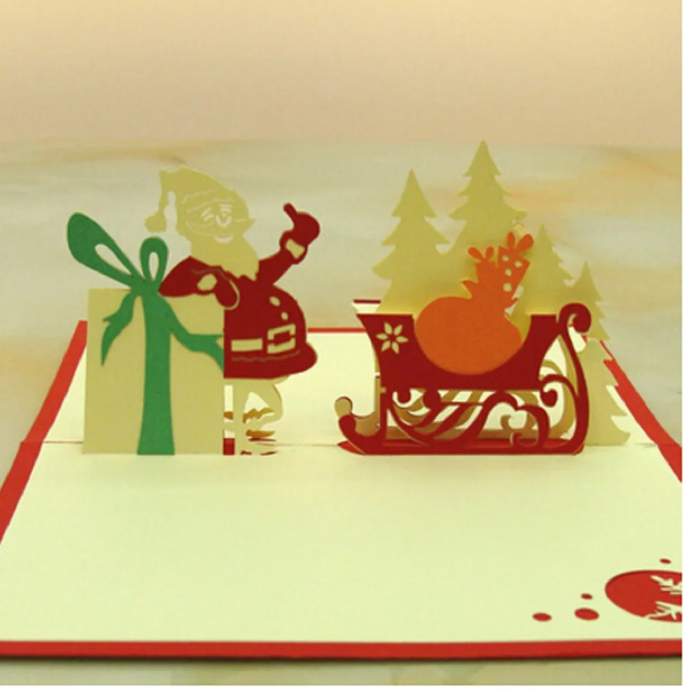 3D всплывающие поздравительные открытки Рождество Свадьба День рождения Рождество открытка Рождественский подарок пригласительная открытка - Цвет: Светло-зеленый