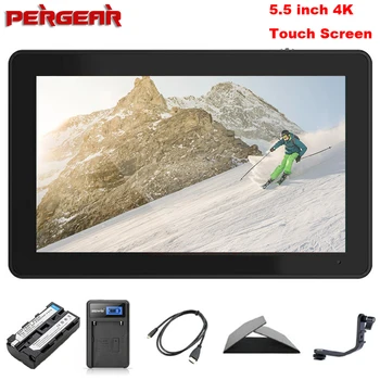 

Pergear A6 Plus Monitor with Battery 5.5" Touch Screen LED Screen 1920*1080 4K HDMI 3D LUT On Camera Field Monitor for Camera