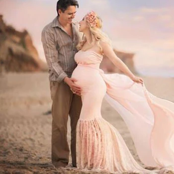 

Shoulderless Lace Pink Pregnancy Dresses For Pregnant Women Maternity Dresses For Photo Shoot Maternity Photography Props 2019