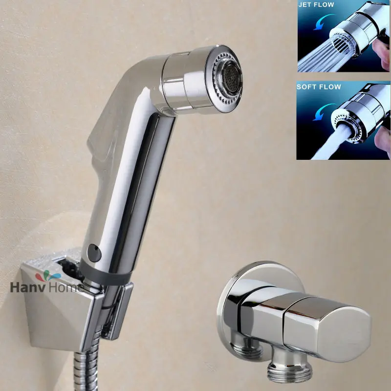2PCS Hand Held Bidet Shower Bathroom Spray 7/8" T-adapter Full Set Shattaf FD US 