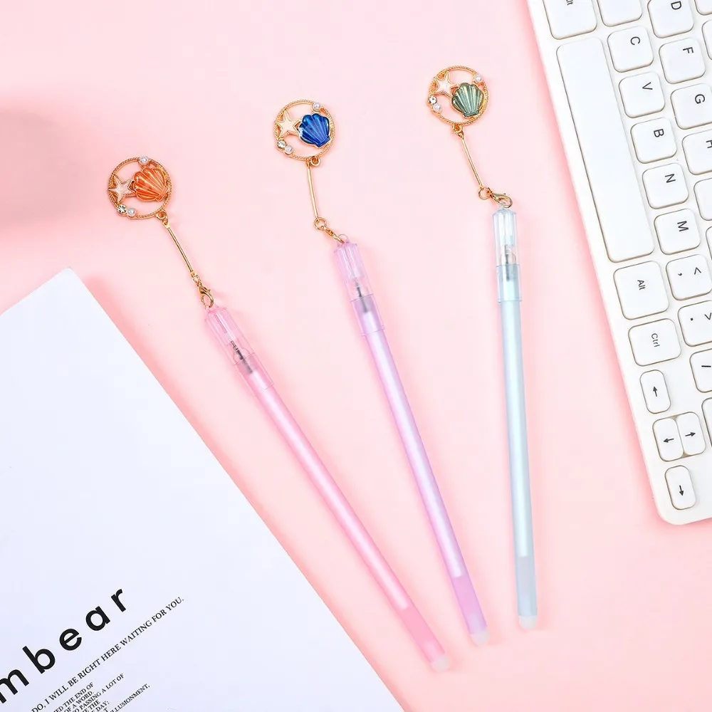 

1PC Gel Pen 0.5mm Kawaii Cat fish shell Pendant Neutral Pens For student Girls Gift Writing Office Supplies Stationery