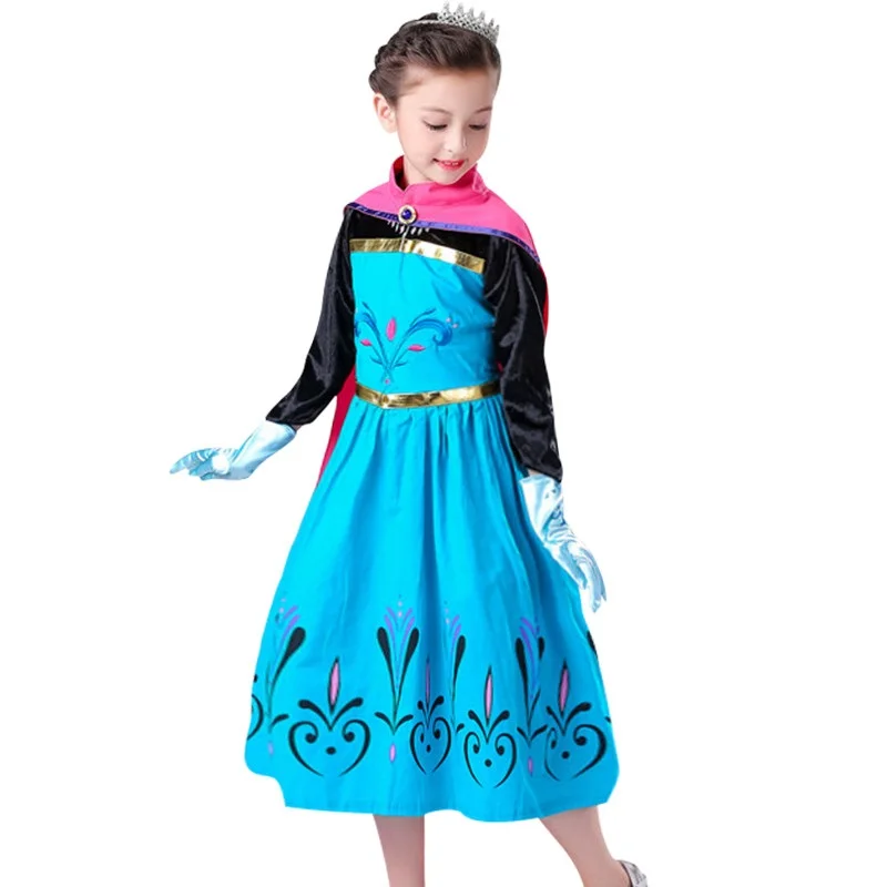 Платье Анны и Эльзы для маленьких девочек; Высококачественная нарядная детская одежда принцессы Золушки для рождественской вечеринки; костюм Снежной Королевы для костюмированной вечеринки