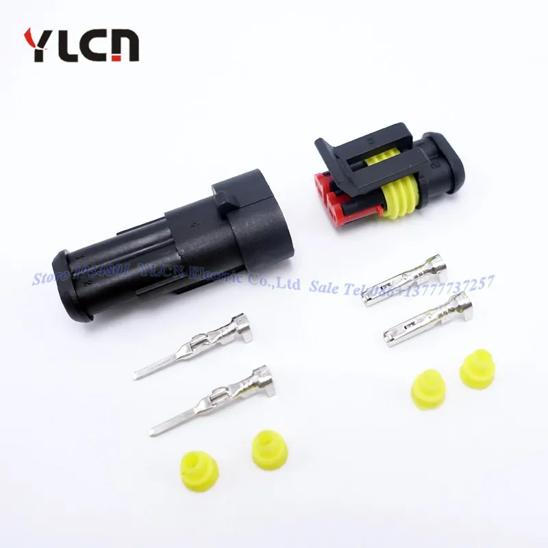 Factory Direct Sale 1 Set kit 2 Pin/way waterproof sealed electric wire