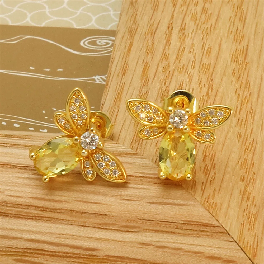 Роскошные серьги в виде пчел для женщин милые вечерние ювелирные изделия от насекомых женские сережки-гвоздики с кристаллами