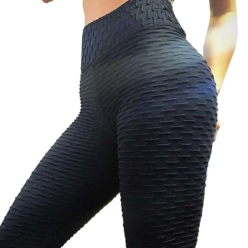 HIFOLK Fitness Female Leggings Polyester Breathable Pants Leggings Women High Waist Push Up Fitness Slim Gym Running Trousers - Цвет: black