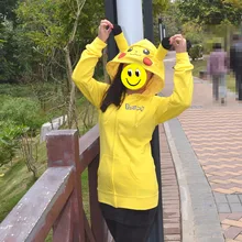 Animado Japón Anime Cool Pokemon Pikachu Con Capucha abrigos de color sólido Casual Con Capucha Ropa Cosplay Disfraces Amarillo para las mujeres y los niños